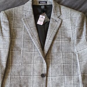 Express Men's Gray Plaid Blazer
